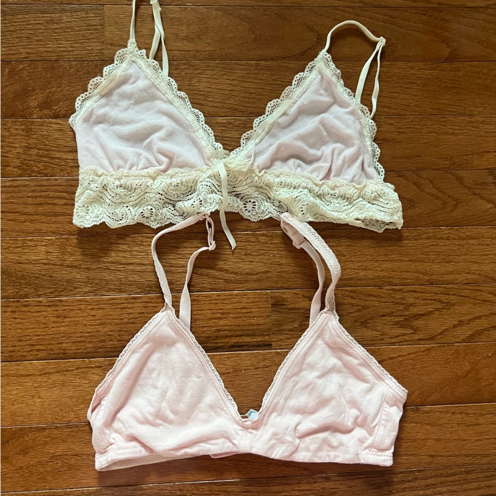 Eberjey Lady Godiva Bralette bra lot 2 pink lace sweet sexy cute